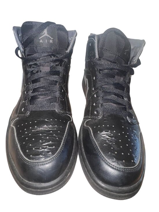 Air Jordan Other - Air Jordan 1 Mid Black Leather Mens Shoes US 10